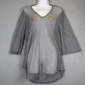 Chevron Sheer Mesh Swim Cover Up Tunic V-Neck S Jordan Taylor MOD Boho Beachside